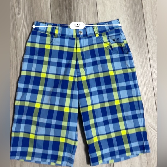 Nike Golf Plaid Shorts Sz Large Boys Polyester Spandex Waist w Stretch - Picture 2 of 10
